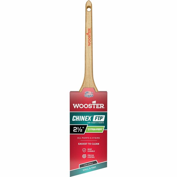 Wooster 2-1/2" Thin Angle Sash Paint Brush, Chinex FTP Bristle, Wood Handle, 1 4424-2 1/2